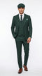 Men’s Hunter Green Pinstripe 3-Piece Suit – Vintage Wedding, Prom and Formal Suit with Matching Vest