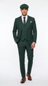 Men’s Hunter Green Pinstripe 3-Piece Suit – Vintage Wedding, Prom and Formal Suit with Matching Vest