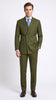 Men’s Olive Green Double-Breasted Suit – Classic Peak Lapel Wedding, Business Hunter Color
