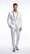 Men’s White and Gold Lapel 2-Piece Tuxedo Suit with Gold Glitter Shawl Lapel – Wedding, Prom and Dinner Jacket