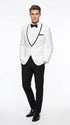 Men’s White Tuxedo Jacket – Black Trim Shawl Lapel Formal Dinner Blazer for Weddings, Prom Wedding Blazer Modern fit