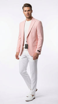 Mens Peach Pink Blazer Jacket – Modern Formal Sport Coat for Wedding, Party and Business Wear - Summer Jacket