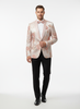 Men’s Pink Blush Floral Jacquard Blazer with Embellished Shawl Lapel – Luxury Party and Wedding Wear Jacket