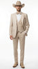Mens Beige Tan Khaki CowboyTuxedo Suit – Western Formal Three Piece Suit with Jacket Vest and Pants