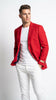 Men’s Red Linen Blazer – Two-Button Wedding, Business and Smart Casual Sport Coat