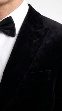 Men’s Black Velvet 2-Piece Suit – Notch Lapel Wedding, Prom and Formal Evening Suit