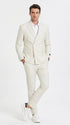 Men’s Ivory Cream Double-Breasted Linen Suit – Off-White Summer Wedding Slim Fitted 2-Piece Suit Cream Color