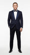 Men’s Navy James Bond Tuxedo Dinner Jacket – Satin Shawl Lapel Wedding, Prom and Black-Tie Blazer