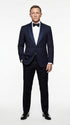 Men’s Navy James Bond Tuxedo Dinner Jacket – Satin Shawl Lapel Wedding, Prom and Black-Tie Blazer
