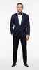 Men’s Navy James Bond Tuxedo Dinner Jacket – Satin Shawl Lapel Wedding, Prom and Black-Tie Blazer