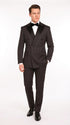 Men’s Black Shadow Pinstripe Double-Breasted Tuxedo Tone on Tone Formal Wedding  Suit Modern Fit 1920s Style