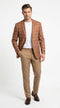 Vitali Men’s Rust Copper Brown Plaid Blazer with Tan Pants – Classic Windowpane, Business and Smart-Casual Birck color  Suit