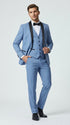 Men’s Powder Blue 3 Piece Tuxedo Suit – Light Blue Shawl Lapel Wedding Prom Suit with Vest