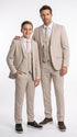 Dad & Son Matching Beige 3-Piece Suits – Father and Son Wedding Formal Suits in Tan Color