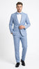 Men’s Powder Blue 2 Piece Tuxedo Suit – Light Blue Wedding Prom Tux with Matching Pants Light Baby Blue