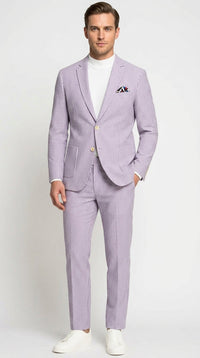 Men’s Lavender Seersucker 2 Piece Suit, Lightweight Summer Blazer and Pants Set for Weddings, Parties, Prom, and summer fabric