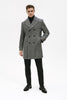 Mens Grey Plaid Double-Breasted Overcoat – Classic Wool-Blend Winter Coat