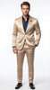 Mens Shiny Champagne Gold Two Piece Suit – Luxury Formal Satin Finish Suit for Wedding, Party and Evening Wear