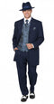 Mens 1920s Navy Blue Zoot Suit – Vintage Gangster 3-Piece Long Jacket Suit Classic Fit Pleated Pants