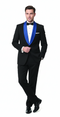 Men’s Black Tuxedo with Royal Blue Shawl Lapel | Modern Formal Dinner Jacket Suit + Pants for Weddings, Proms