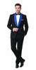 Men’s Black Tuxedo with Royal Blue Shawl Lapel | Modern Formal Dinner Jacket Suit + Pants for Weddings, Proms
