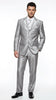 Men’s Silver Grey Sharkskin Suit – 3 Button Classic Fit Shiny Formal Suit for Wedding, Business and Party Wear