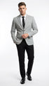 Men’s Light Grey Slim Fit Blazer Sport Coat with Black Pants | Premium Formal and Smart Casual Outfit