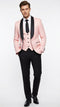 Men’s Blush Pink Tuxedo Suit Set with Black Shawl Lapel – 3 Piece Formal Wedding and Party Prom Vest + Black Pants