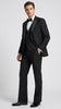 Men’s Black Boot Cut 3-Piece Tuxedo Suit – Peak Lapel Wedding, Prom and Formal Suit 1970s Style