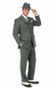 Men’s 1920s Gray Zoot Suit  – 4 Buttons  Gangster Wide Lapel Long Jacket 3-Piece Suit in Grey Color Classic Fit Pleated Pants
