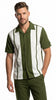 Men’s Olive Green and White Walking Suit – 2-Piece Short Sleeve Casual Leisure Outfit