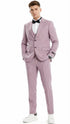 Men’s Dusty Rose Pink Pinstripe Three Piece Suit with Vest | Wedding and Party Formal Wear Prom or Church Suit