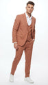 Men’s Light Rust - Peach Color - Salmon Color  3 Piece Suit Set with Vest, Classic Formal Wedding Prom Business Dress Suit