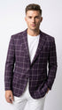 Men's Purple Windowpane Sport Coat – Classic Fit Plaid Blazer Jacket for Business, Wedding & Casual Wear