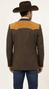 Men’s Chocolate Brown Western Blazer – Cowboy Sport Coat with Tan Suede Yoke for Rodeo & Country Wear