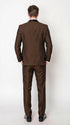 Men’s Chocolate Brown 3-Piece Tuxedo Suit with Black Satin Shawl Lapel – Shawl Collar Vested
