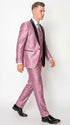 Men’s Shiny Mauve Pink 3 Piece Tuxedo – Wedding & Prom Suit with Black Shawl Lapel