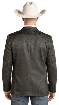 Men’s Black Western Paisley Blazer – Cowboy Jacquard Sport Coat