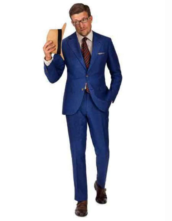 Linen Suit - Mens Summer Suits Intense Blue Color - Beach Wedding