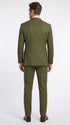 Men’s Olive Green Pinstripe Double-Breasted Suit – Classic Wedding, Business and Formal Suit