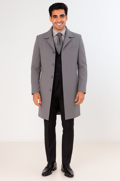 Men's Full Length Overcoat – Classic Winter Long Top Coat
