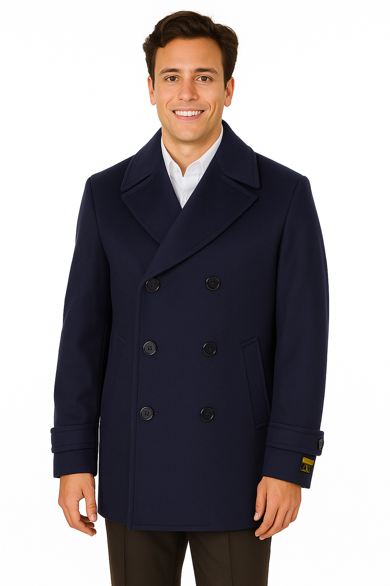 Big & Tall Men's Wool Peacoat – Classic Double Breasted Overcoat ...