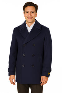 Big & Tall Men's Wool Peacoat – Classic Double Breasted Overcoat