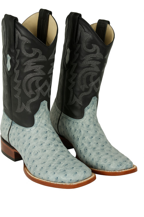 Men's Los Altos Ostrich Skin Wide Square Toe Boots -A