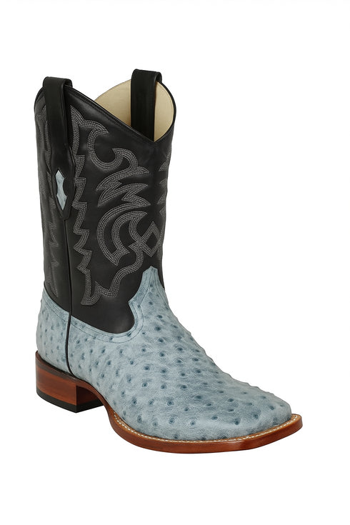 Men's Los Altos Ostrich Skin Wide Square Toe Boots -A