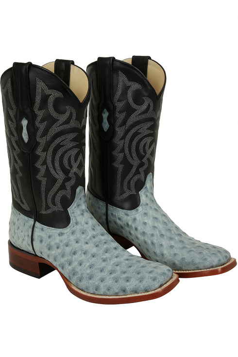 Men's Los Altos Ostrich Skin Wide Square Toe Boots -A