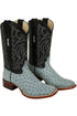 Men's Los Altos Ostrich Skin Wide Square Toe Boots -A