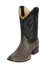 Men's Los Altos Ostrich Skin Wide Square Toe Boots -A