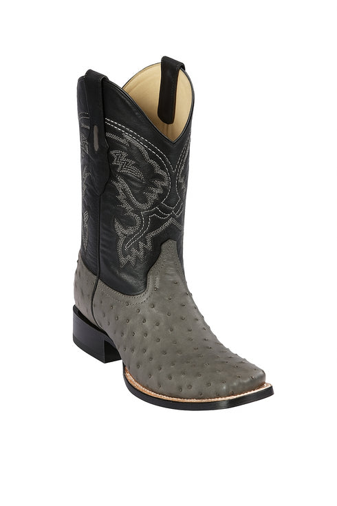 Men's Los Altos Ostrich Skin Wide Square Toe Boots -A