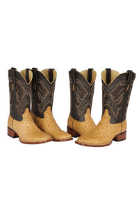 Men's Los Altos Ostrich Skin Wide Square Toe Boots -A